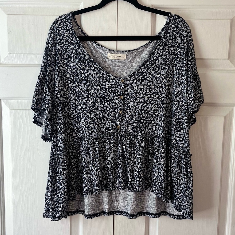 Lucky Brand floral peplum blouse T-shirt